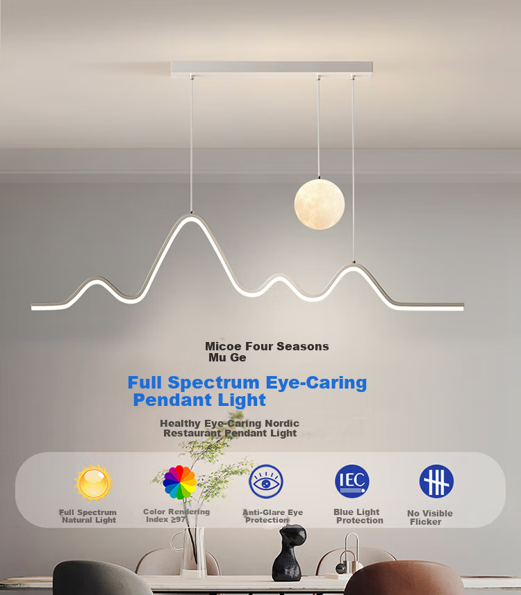 MICOE Full Spectrum Restaurant Pendant Light, LED Moon Creative Simple Nordic Cream Style Lighting Fixture, Zhongshan Lighting Fixture 1