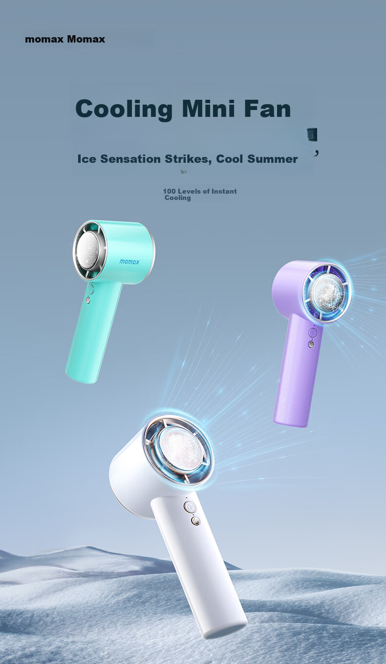 MOMAX Neck and Waist Hanging Mini Fan Handheld Portable Fan Outdoor Cooling USB Rechargeable Long Battery Life with Lighting for Hiking Cycling Delivery 1