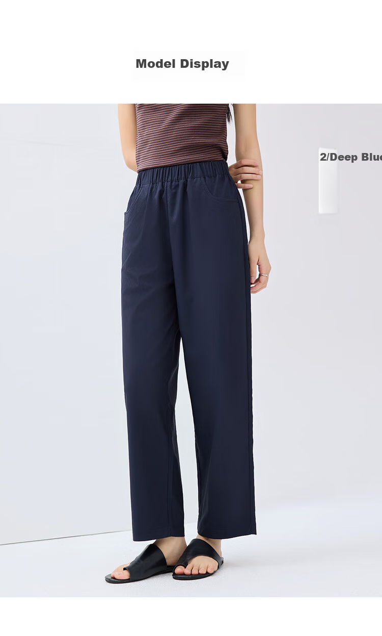 Giordano Outdoor Women's Summer Wear, High-Tech Cooling Antibacterial Elastic Waist Straight-Leg Cropped Pants 05425063 12