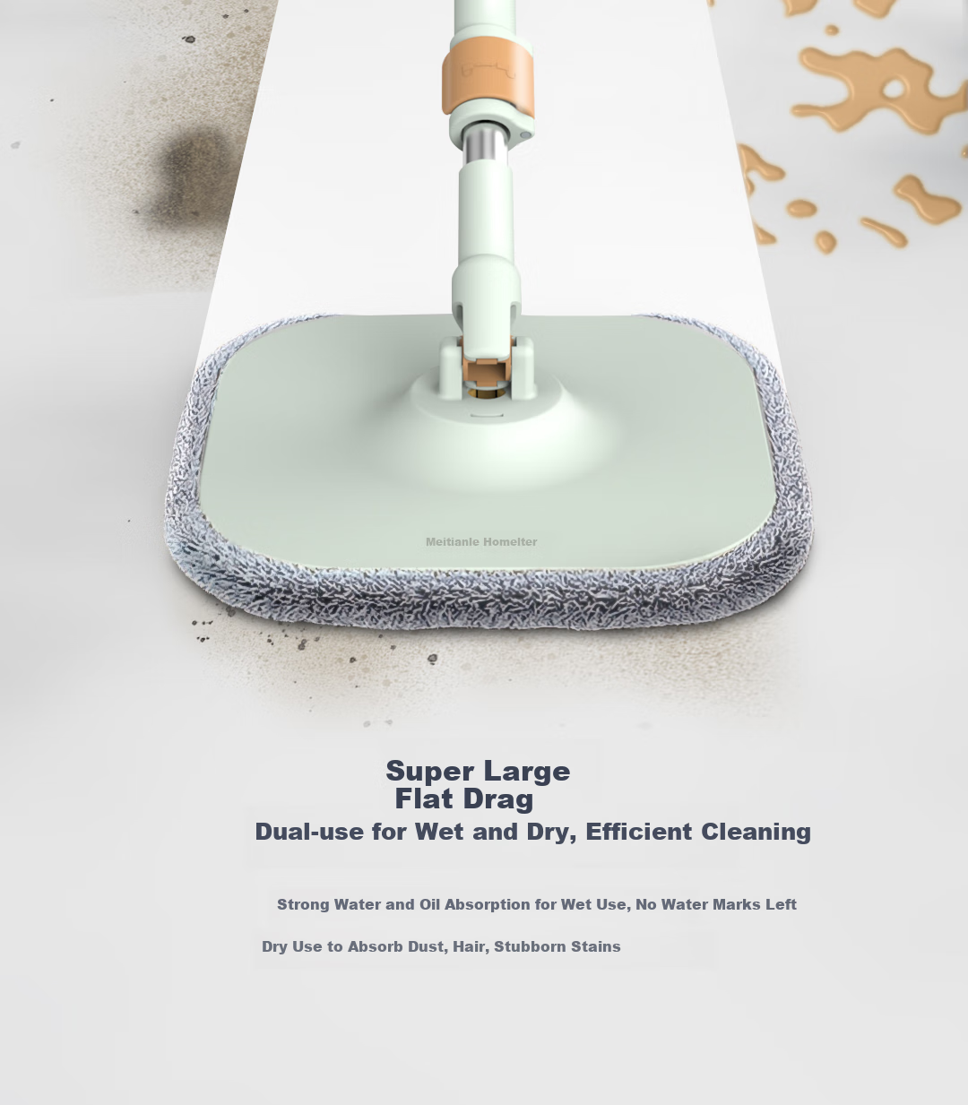 HoMettler Clean And Dirty Separation Rotary Mop, Household All-In 2026, Hands-Free Flat Mop with Bucket, One Set of Three Mops 10
