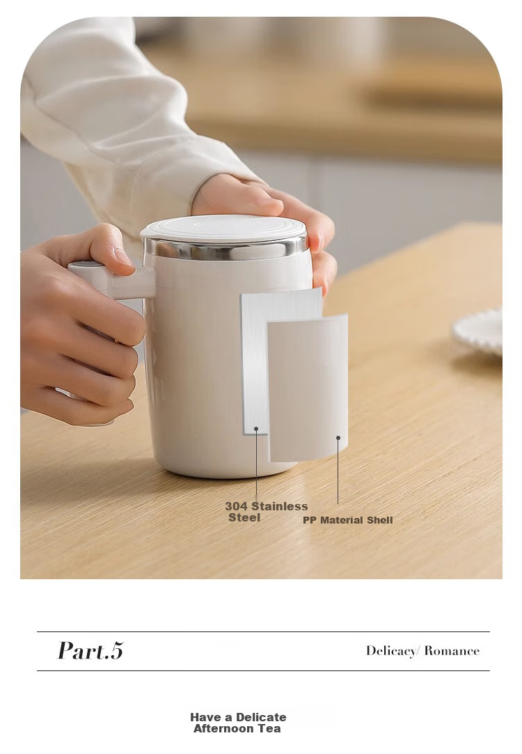 ZARVYRELAXED Automatic Stirring Cup, Rechargeable Rotating Water Bottle, Electric Coffee Mug, Home Office Shaker Cup, Mug, 400ml 12