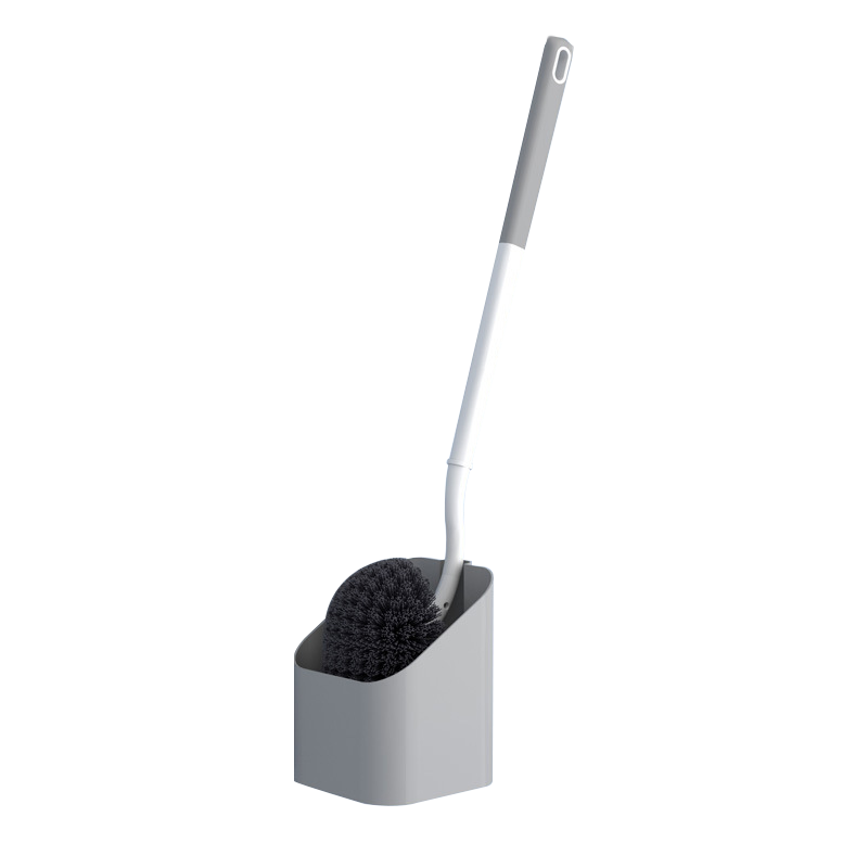 Jiebi Toilet Brush with Long Handle and Base, No Dead Angle Cleaning Tool for Toilet and Bathroom Wall Mount