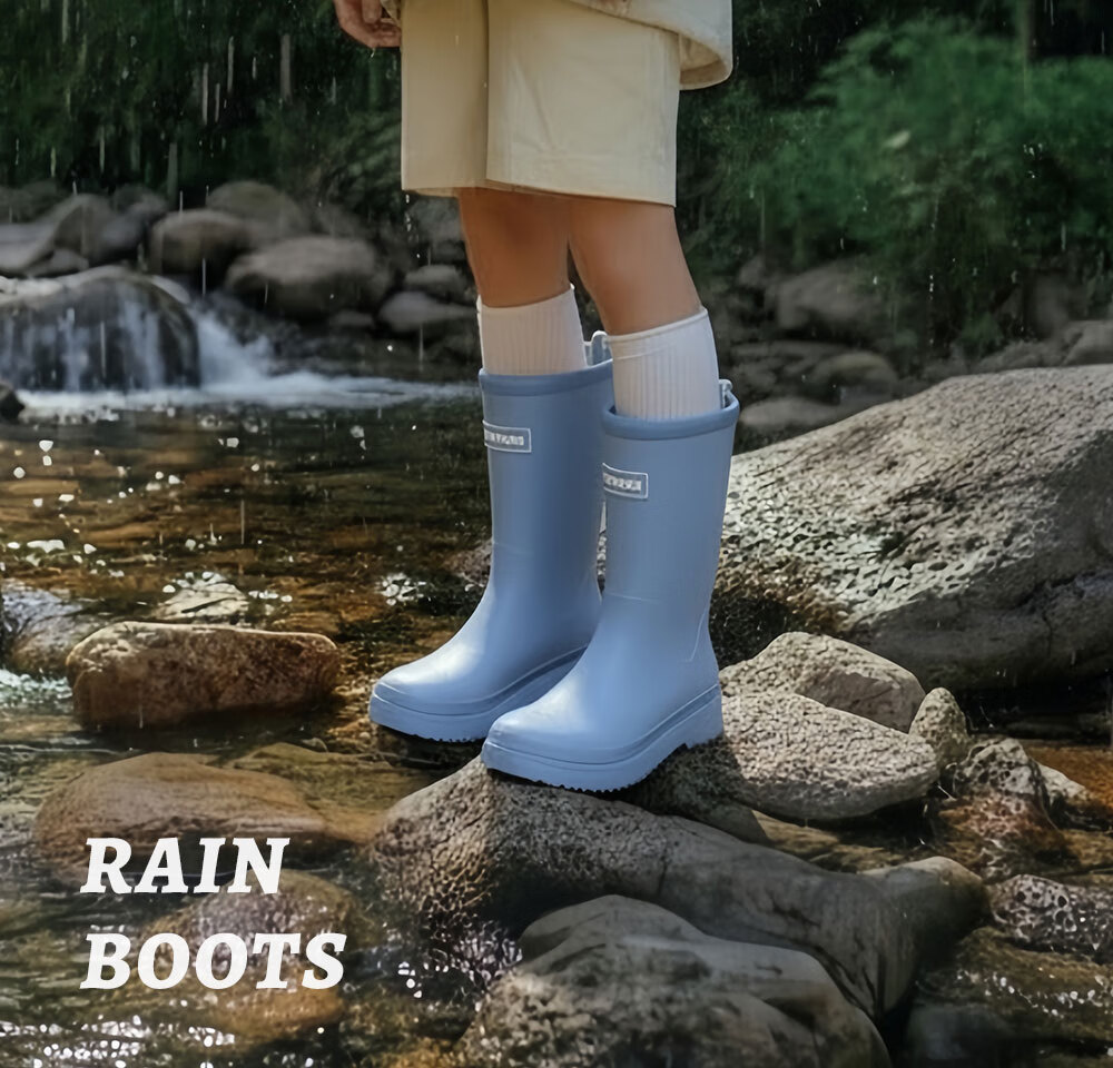 Paul Frank Women's Fashion Rain Boots Camping Outdoor Waterproof Non-Slip Rubber Shoes Blue Drawstring Style Size 40 2
