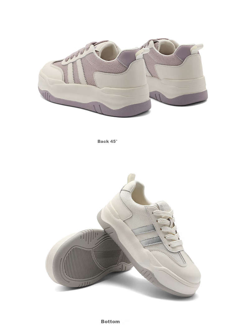 Belle Thick-Soled Platform White Sneakers for Women, Lightweight Summer Sports Casual Skateboard Shoes B1831BM4, Cocoa Brown, Size 38 17