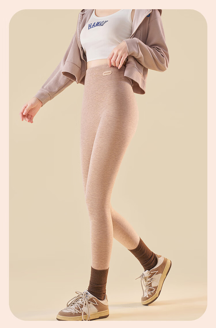 Tingmei 10A Antibacterial Cashmere Silk Thermal Leggings Women High Waist Tummy Control Hip Lift Autumn Seamless Inner Outer Wear 11