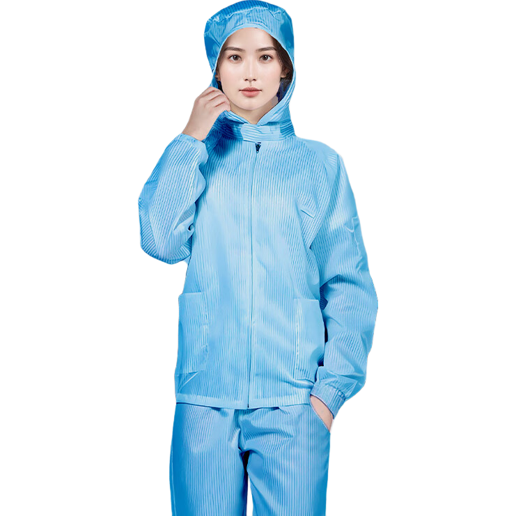 Jiuqiangu Antistatic Hooded Two-Piece Clean Room Suit, Dustproof Suit, Clean Room Garment, Electronics Workshop Workwear, Paint Spray Antistatic Clothing, Blue 3XL