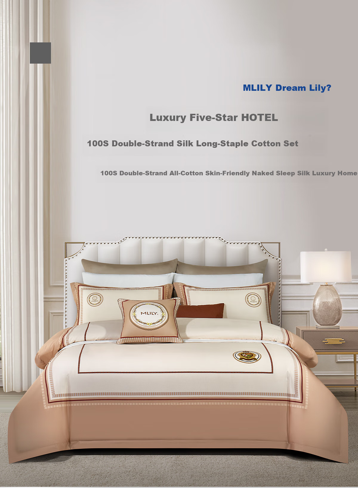 MLILY Cotton Bedding Set of Four Pieces, Pure Cotton, Summer, 220x240 Cm, Moonlight Reflectio 1