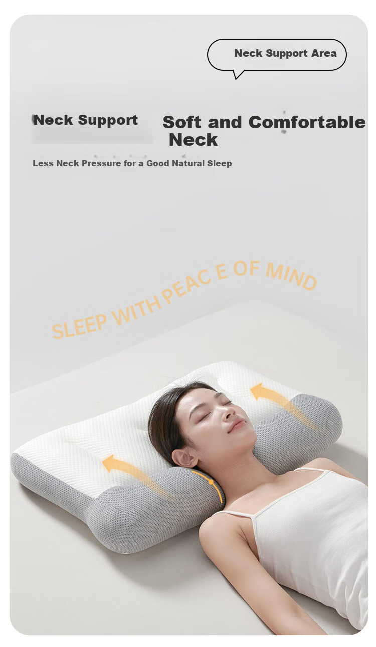 Dohia Cervical Pillow, Slow Rebound Zoned Neck Support Pillow for Sleep, Students And Home Use, Washable Pillow Core, 74*48cm 5
