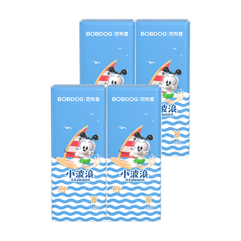BOBDOG [No Melamine Detected] Small Wave Diapers, L Size, 160 Pieces, Ultra-Thin, Baby Diapers, Dry And Breathable