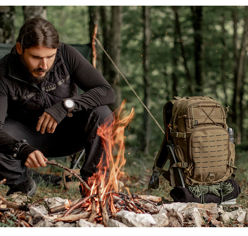 MARDINGTOP Men's Backpack Large Capacity Travel Tactical Bag [Black Cyclone] Khaki - 25L 3