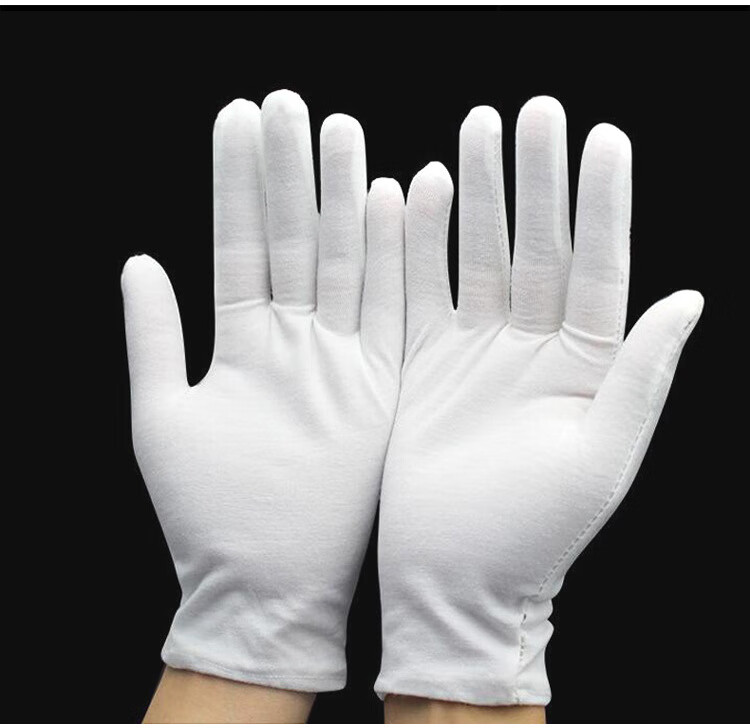Huipute White Gloves White Etiquette Gloves Labor Protection Pure Cotton Pure Cotton Model - 12 Pairs 4