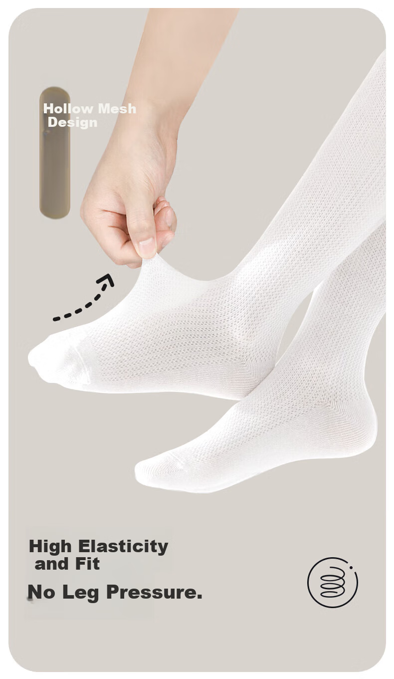 Babi Children's Mid-Calf Socks for Girls, Thin Mesh Long Socks, Spring And Autumn Half-Calf Socks, Kids' Cotton Socks, Preppy Style 6