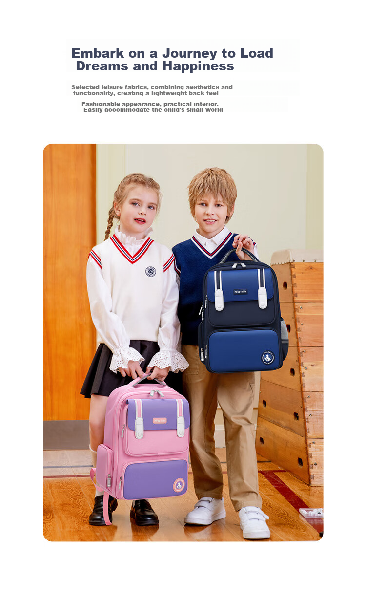 POLO Backpack for Primary School Students, Grades 1-3 And 6, Large Capacity Lightweight Reduced Burden Backpack for Boys And Girls 3