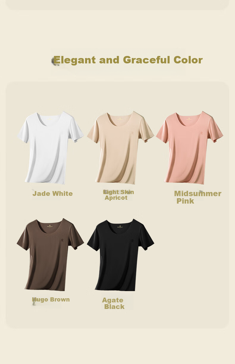 MONTAGUT Seamless Modal Short-Sleeve Women's Inner Wear, Slim-Fit Thin Undershirt, Single Piece Top, White Half-Sleeve Base Layer for Summer 21