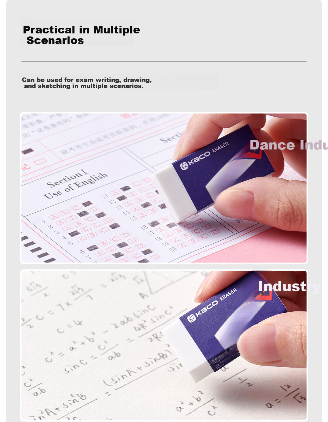 KACO Eraser, Good Quality, Low Debris, Erases to Line, for Students' Exams, Student Stationery, Art Sketching And Drawing, 40mm*20*mm*11mm Single Piece (Pack of 10) 6