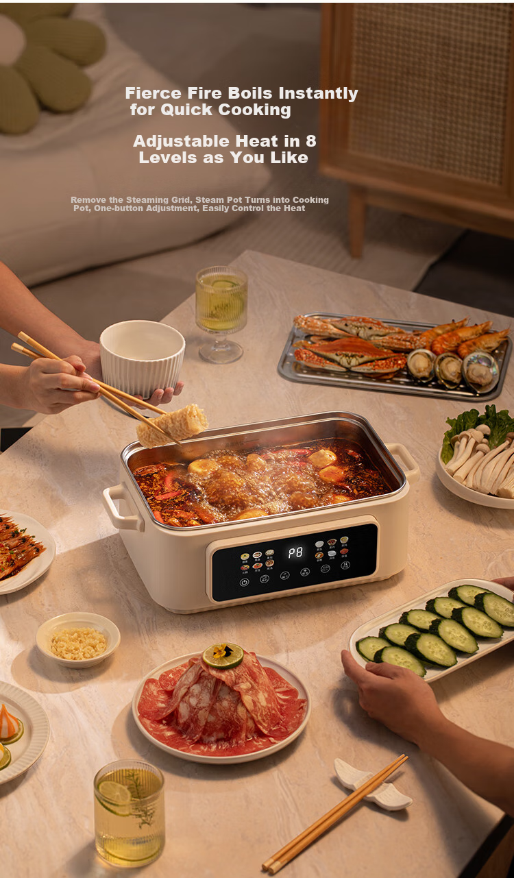 LOTOR Multi-Purpose Electric Steamer Pot, 3-Layer Stainless Steel Large Capacity Multi-Layer Steam Cooker for Home Use, Suitable for 3-4 People, Non-Coated Multifunctional Pot DZGBXG17 7