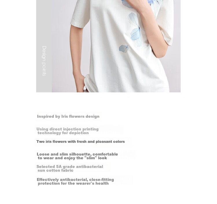 Sentubila Cotton-Padded Tie-Dye Iris Round Neck Drop Shoulder Short Sleeve T-Shirt for Women, Summer Commute Loose Fit Slimming Elegant Top 3