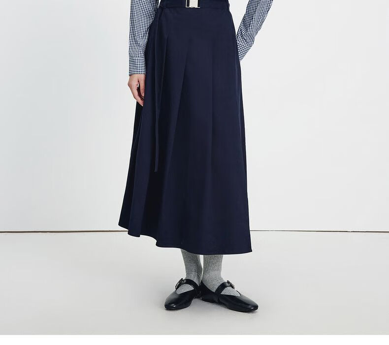 Navikail Italian Small Sailboat Women's 2025 New Belted A-Line Midi Skirt Commuter 2332875507 4