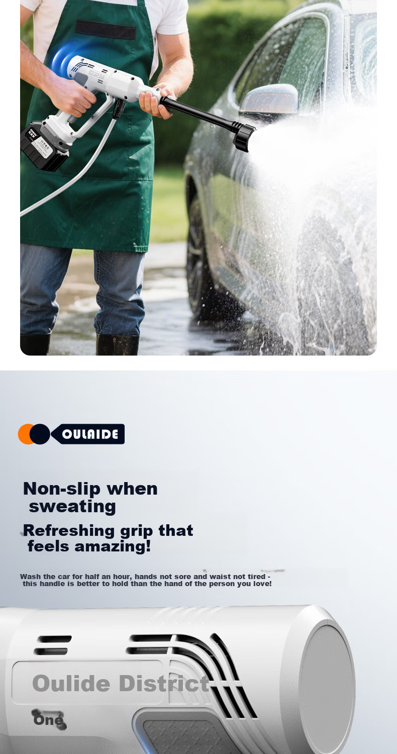 Oulaide Portable Wireless High-Pressure Car Wash Machine with Lithium Battery-Powered Water Gun for Home Use And Car Cleaning 6