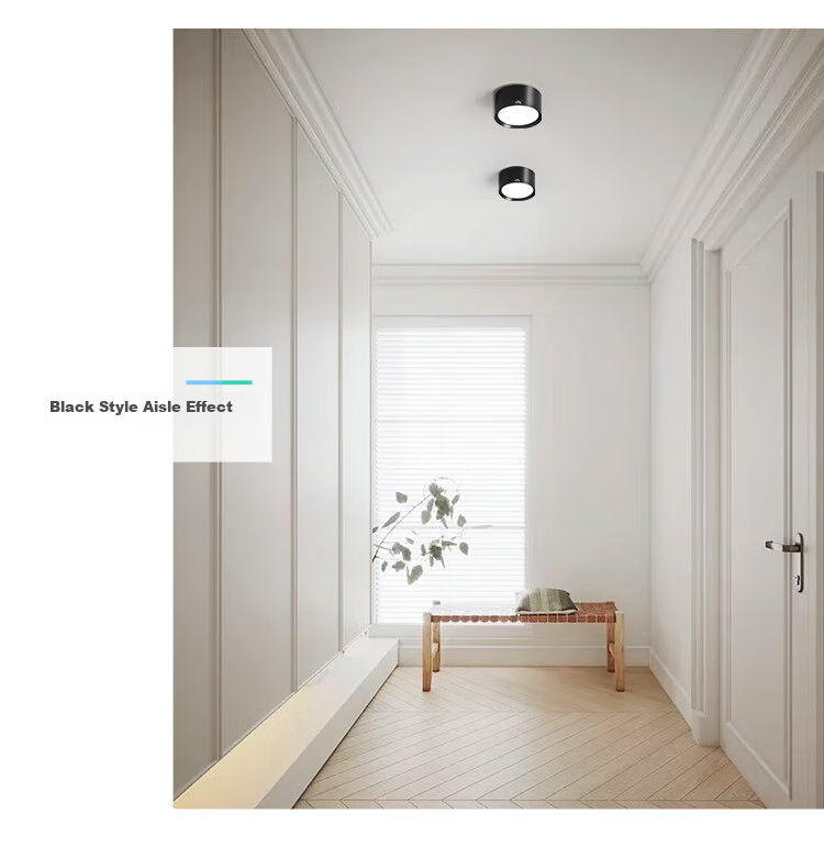 NVC LED Downlight for Home Living Room Bedroom Ceiling Hallway, No Drilling Required Surface-Mounted Ceiling Light, PC White 9W Warm White Light 10