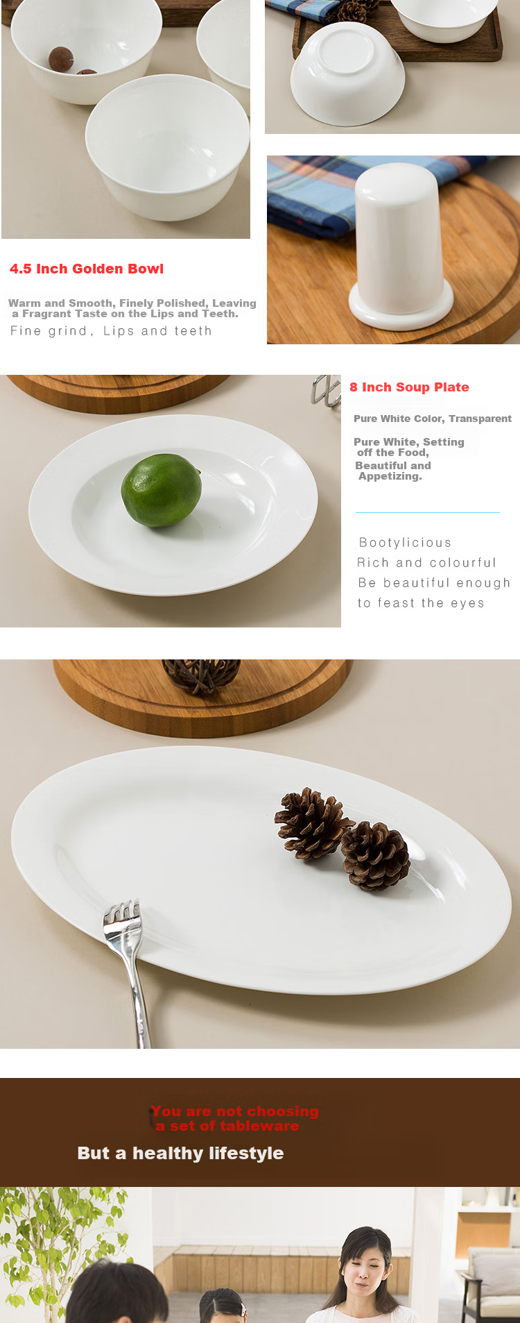 Sky Top Ceramic Dinnerware Set, Bone China Pure White, Dishwasher And Microwave Safe, 8-Person Gift Box Packaging, 38 Pieces 6