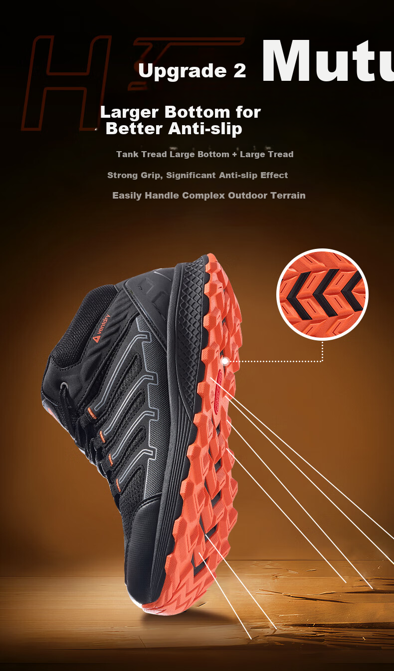 Huwaitegong Hiking Shoes, Fully Waterproof And Non-Slip, Lightweight Outdoor Sports Travel Mid-High Top Mountaineering Shoes H52, Black Orange Color, Size 36 6