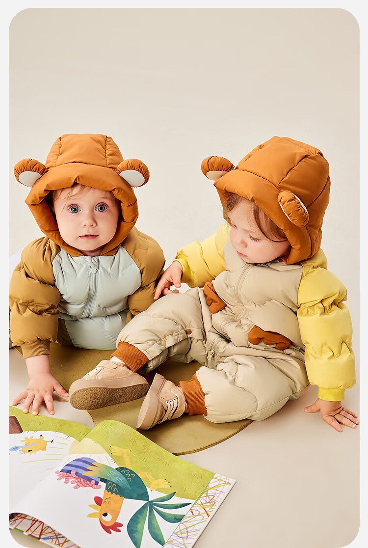 Minibala Bala Waterproof Down Jumpsuit Baby Clothes Bear Romper Boys Girls Thickened Down Onesie 2
