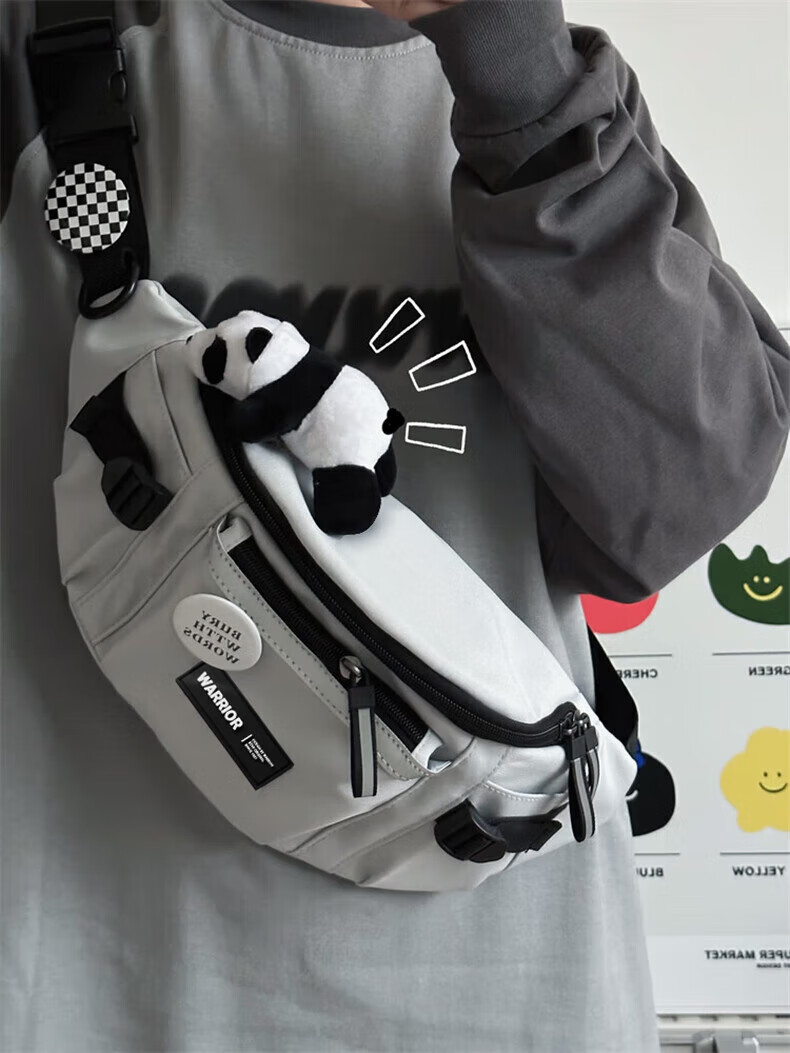 Huili Crossbody Bag for Men, Harajuku Workwear Style Sports Waist Pack, New Hong Kong Style Versatile Casual Student Cycling Shoulder Chest Bag for Wome 4