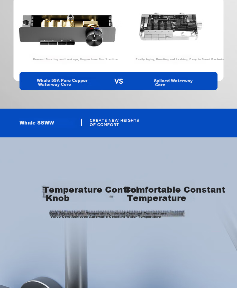 SSWW Bathroom Shower Head, Smart Piano Shower Head, Complete Set, Integrated Full Copper Pressure-Increasing Shower Device, TS9 10
