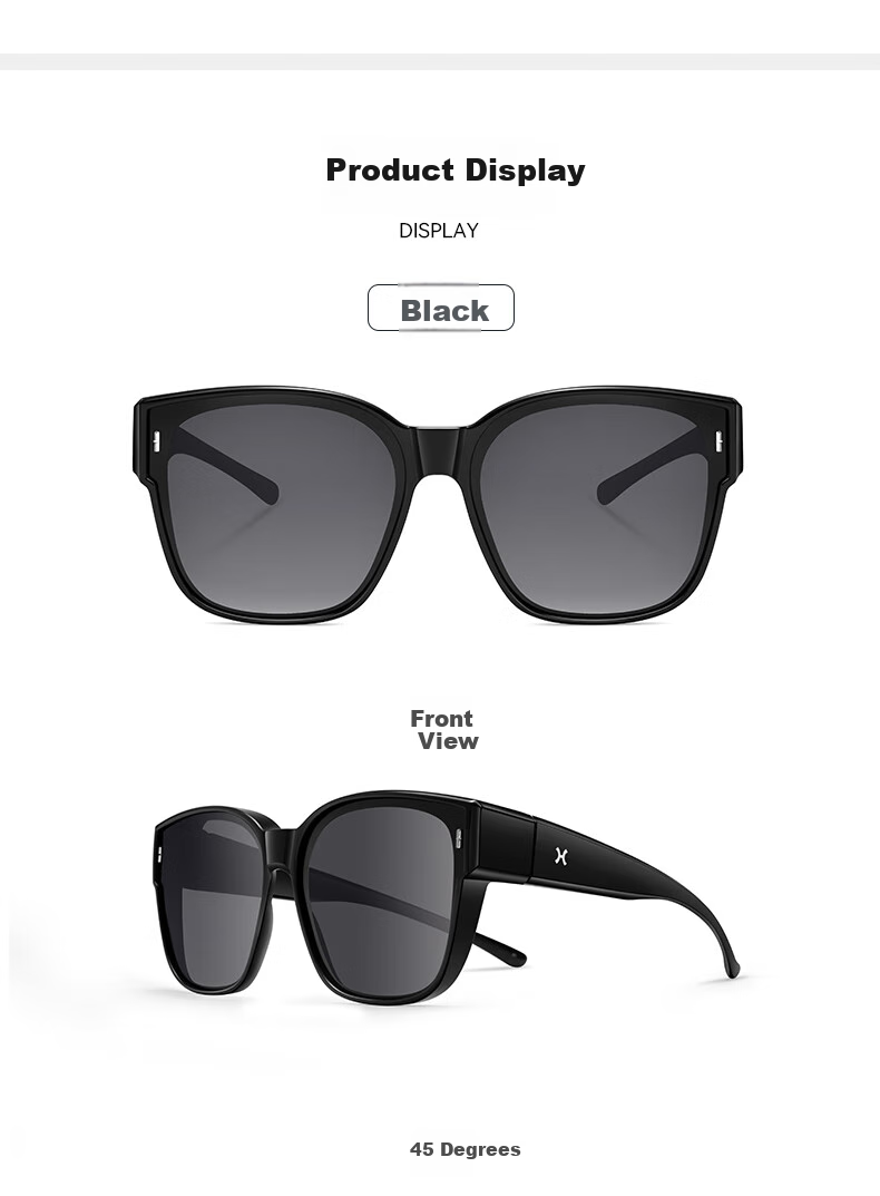 LOHO Polarized Sunglasses for Women And Men with Prescription Lenses, UV Protection, Driving Glasses, Transparent Gray 7