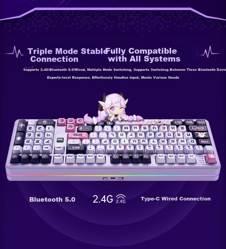 Colorful Xingchi 87 Magnetic Axis Keyboard Yinji IP Esports Custom Mechanical Wired Hot-Swappable Aluminum Keyboard Magnetic Standard Edition Phantom Night Black Biluo Star Axis 14