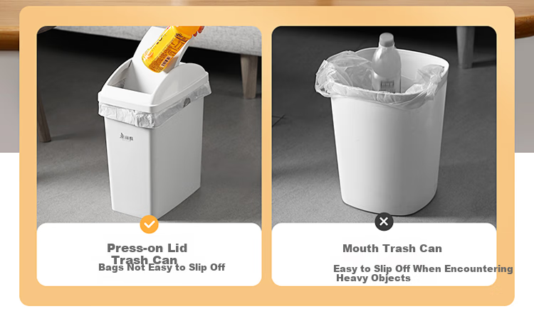 MARYYA Lidless Trash Can, 12L Large Square White, for Home Bathroom Living Room Dorm Office, Narrow Gap Garbage Bi 7