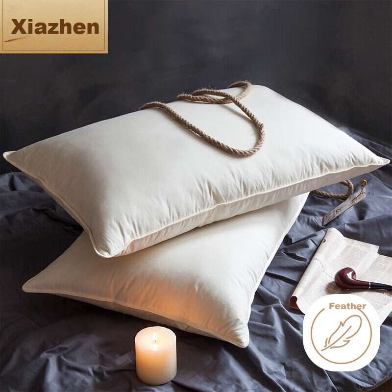 SHEONE Hotel Pillow, All-Cotton Feather Pillow, Soft Goose Down Pillow Core, Single Pack 48*74