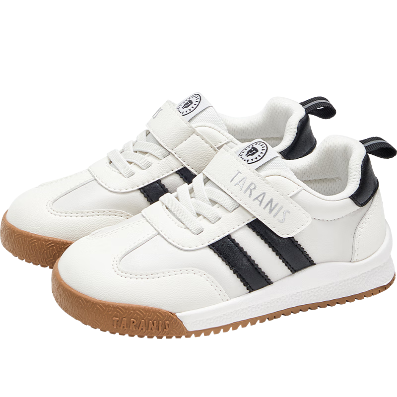 TARANIS Kids Spring Children's Sports Shoes, Boys And Girls Casual Training Shoes, School White Sneakers for Older Children, White/black, Size 26