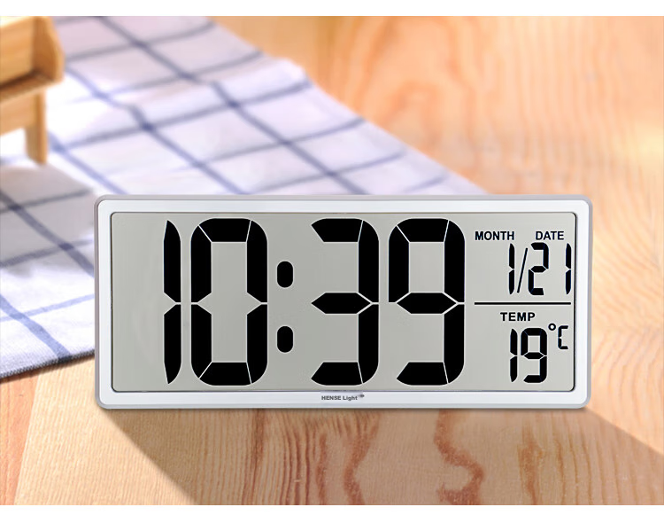 Hense Creative Electronic Clock Perpetual Calendar Large Screen Wall Clock, Table Clock, LCD Display Alarm Clock, Living Room Floor Clock HA88 Gold 36cm Back-To Seaso 8