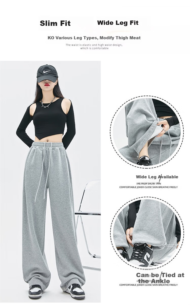 MiiOW Loose Wide-Leg Pants for Women, Spring And Autumn Sports Trousers, Versatile Straight-Leg Sweatpants, Slimming Banana Pants, Women's Casual Pants 7