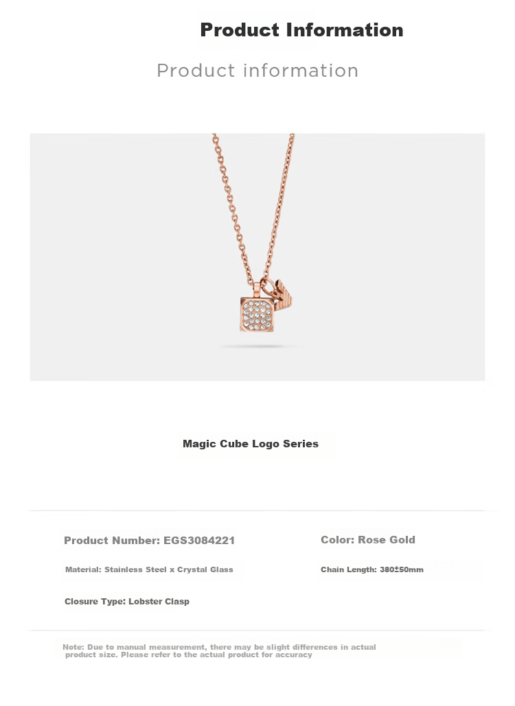 EMPORIO ARMANI Women's Necklace, Magic Cube Logo Series, Birthday Gift for Girlfriend, EGS3084221 5