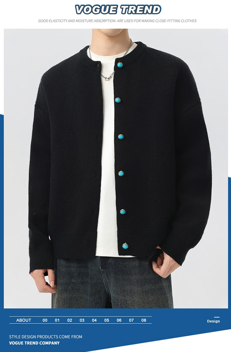 MMOPTOP Japanese Style Premium Warm Knit Sweater Autumn Winter Men's Knit Cardigan Jacket MMY01 Black 2XL 2