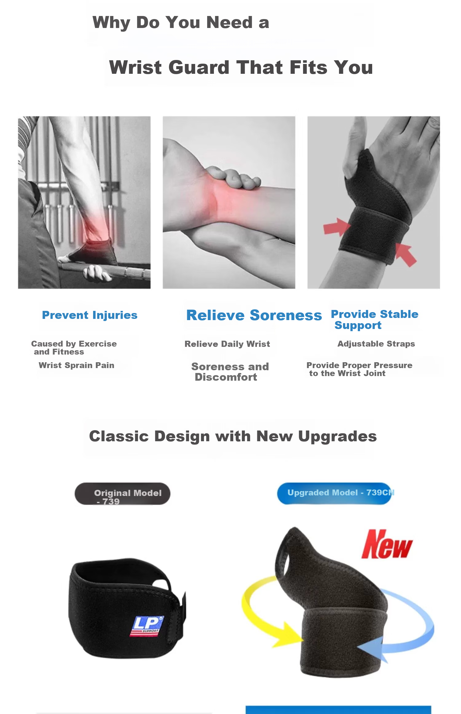 LP 4020CK Fitness Wrist Support Badminton Sports Gaming Wrist Sleeve Tennis Tendon Protection Unisex Single Piece 2