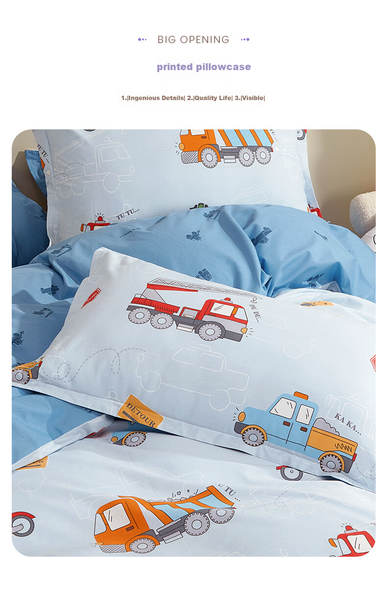 Luolaikids Three-Piece Set, Maternal And Infant Class A 100% Cotton Dormitory Single Bed Sheet Pure Cotton Duvet Cover Pillowcase, 150*215 5