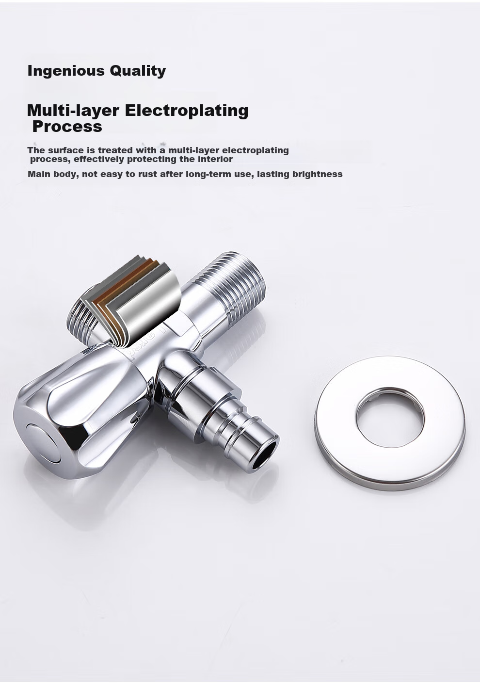 Larsd Dual-Purpose Angle Valve, One Inlet Two Outlets Three-Way Water Distributor, Brass Triangular Valve One-To Brass Body Angle Valve LD112T 12
