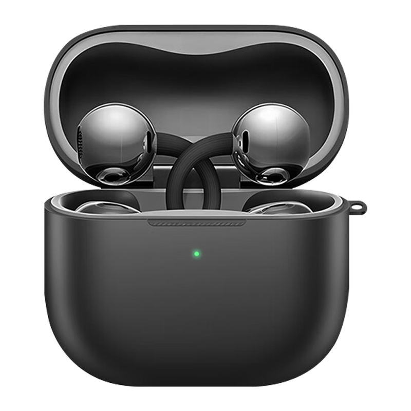 KMaxAI Silicone Protective Case for Huawei FreeClip 2, Simple Solid Color Soft Shell, HUAWEI True Wireless Earbuds Charging Case Anti-Drop Lanyard Matte Cover, Black