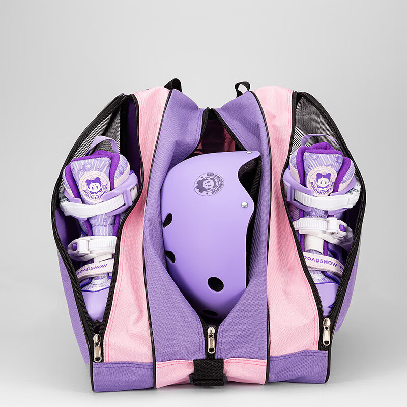 ROADSHOW Three-Layer Large Children's Roller Skates Bag Skating Shoes Bag Inline Skates Bag Large Bag Medium Bag Triangle Bag Purple