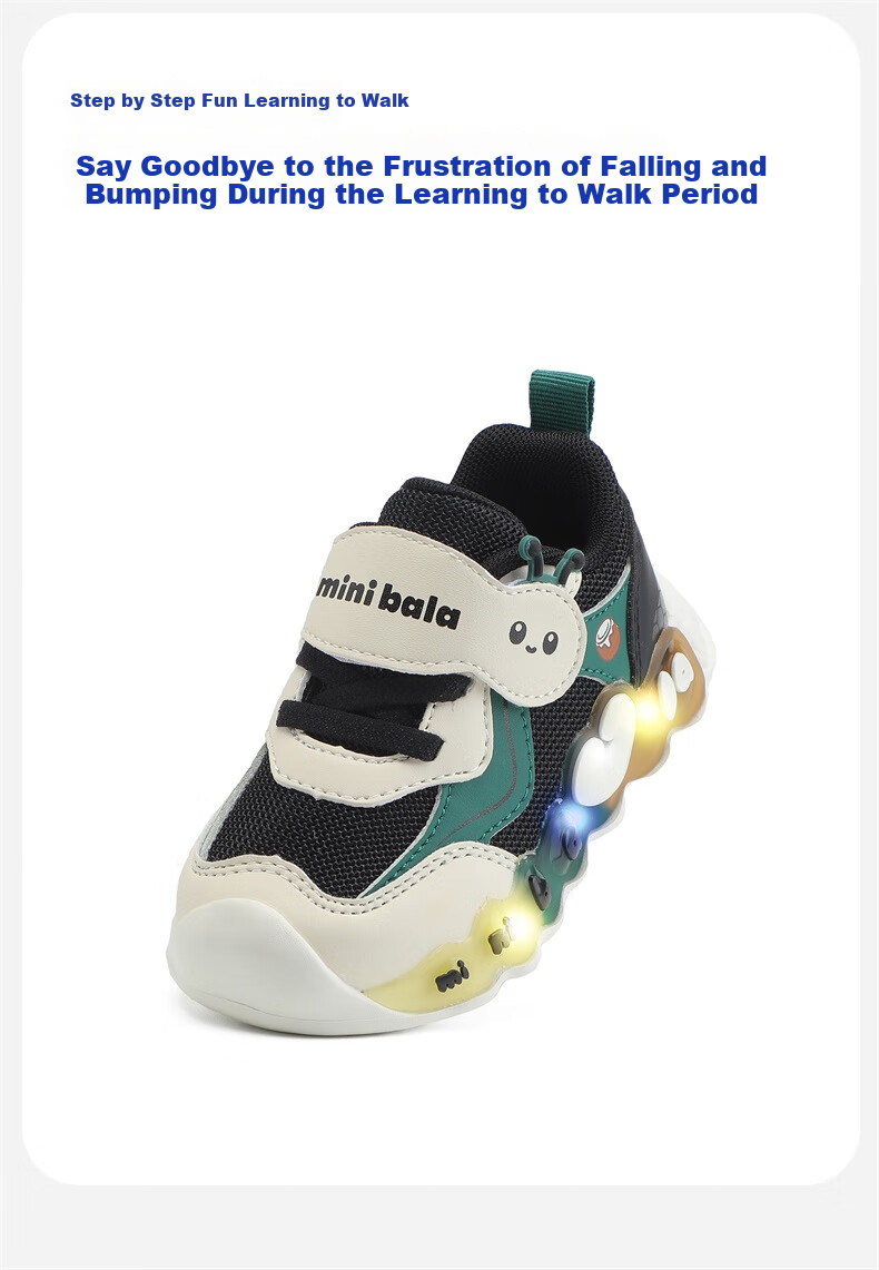 Minibala [Children's Light-Up Shoes], New Baby Walking Shoes, Toddler Casual Sneakers, Boys And Girls Glow-In Shoes 3