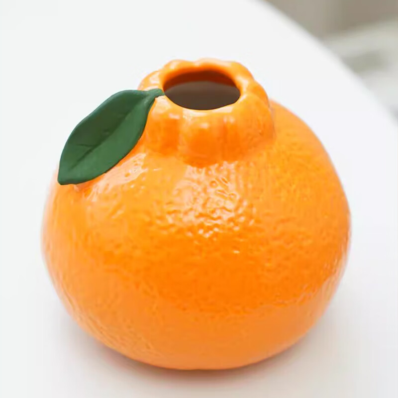 Ai Yi Zhuang Tang Realistic Orange Artificial Flower Vase Simple Ceramic Vase Birthday Gift Living Room Dining Table Decorative Flower Arrangement Vase 10cm High