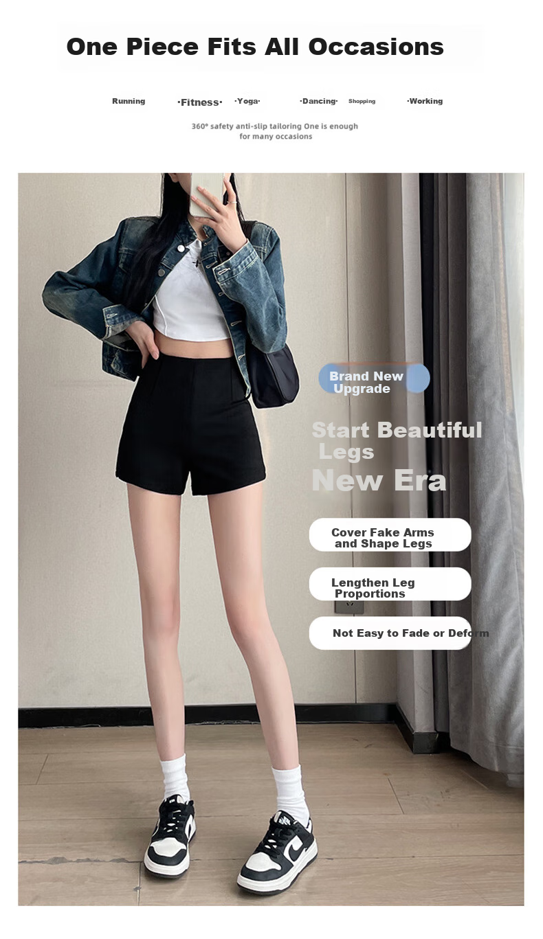 LangSha Black Suit Shorts for Women, 2026 New Style, Slim-Fit Base Layer, High-Waisted, Slimming A-Line, Petite, Hot Pants for Trendy Girls 6