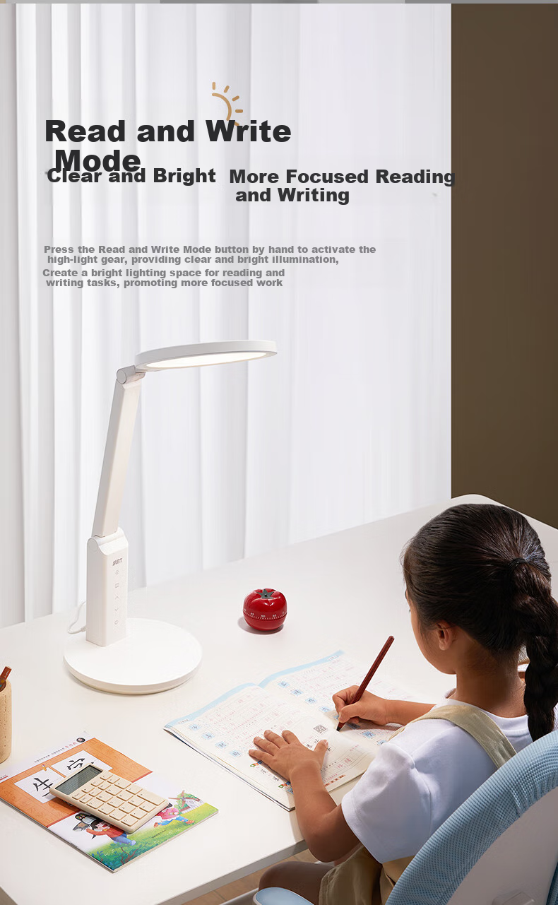 Haoshili AAAA-Grade Eye Protection Desk Lamp for Children's Study And Reading, Bedroom Desk Lamp for Myopia Prevention, LED Light TG032Pro 8