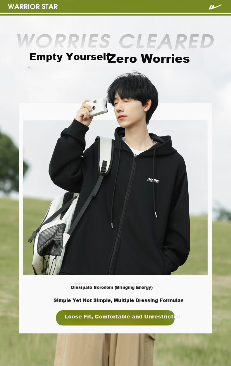 Warrior Hoodie Jacket for Men, Versatile Spring And Autumn Loose Casual Knit Cardigan Sweatshirt Sports Outerwear 6
