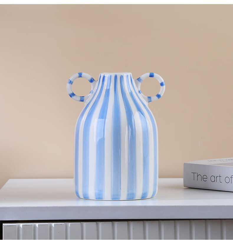Mudingding Double-Ear Ceramic Art Vase, Nordic Cream Style, Hydroponic Flower Arrangement, Homestay Decoration, High-End Birthday Gift 5