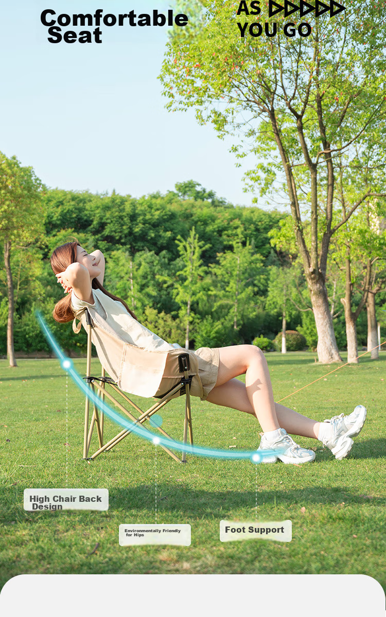 TAN XIAN ZHE Outdoor Folding Chair, Camping Moon Chair, Portable Backrest Fishing Stool, Leisure Beach Lounge Chair, Director's Chair 4